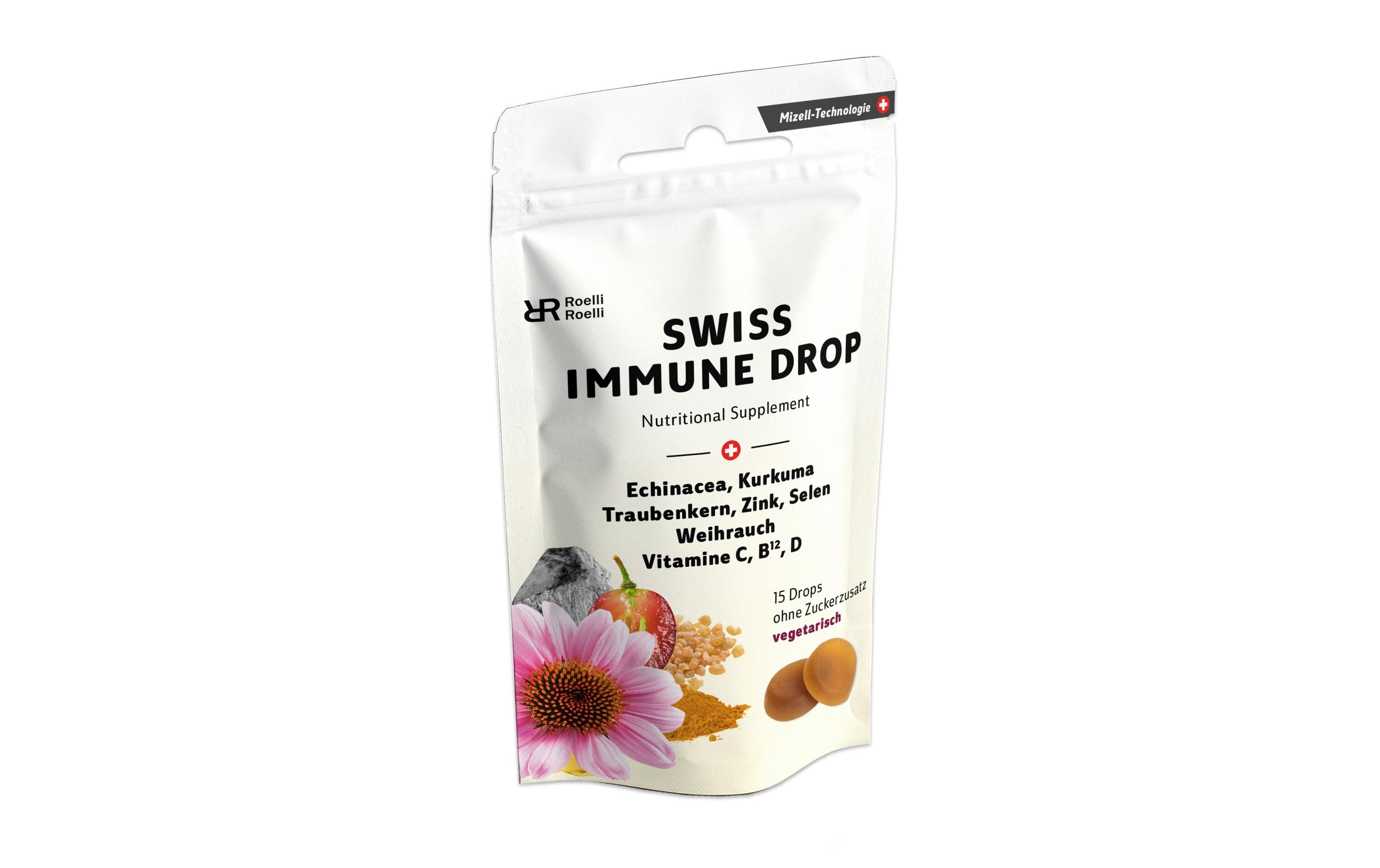 Swiss Immune Drop 15 StückNatürliche Nahrungsergänzung mit Vitamin B, C und D