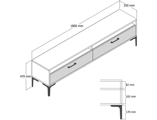 CONCEPT1 - Meuble TV Istanbul 2 - Noyer 180 x 35 x 47