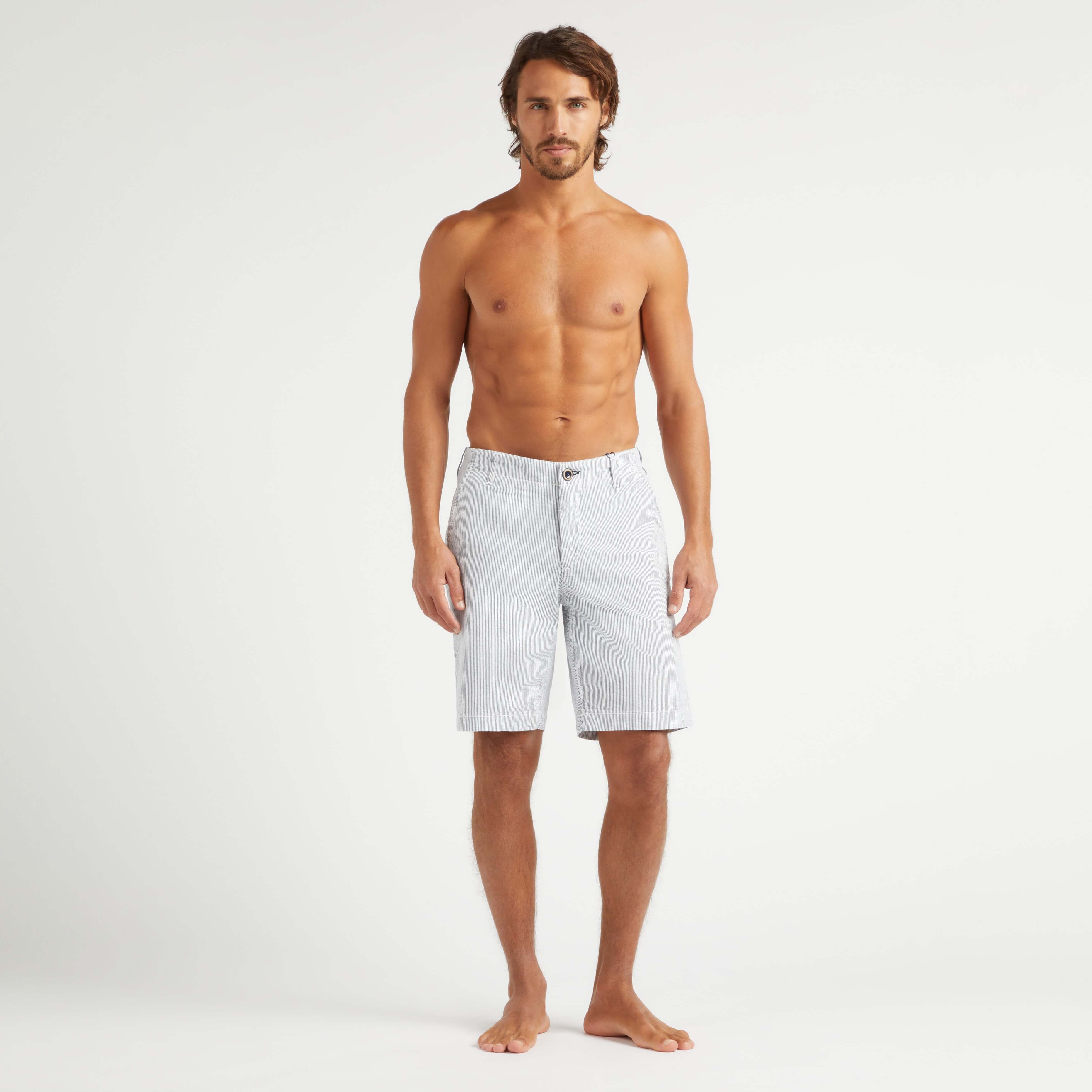 Bermuda en Coton Rayé Homme Seersucker