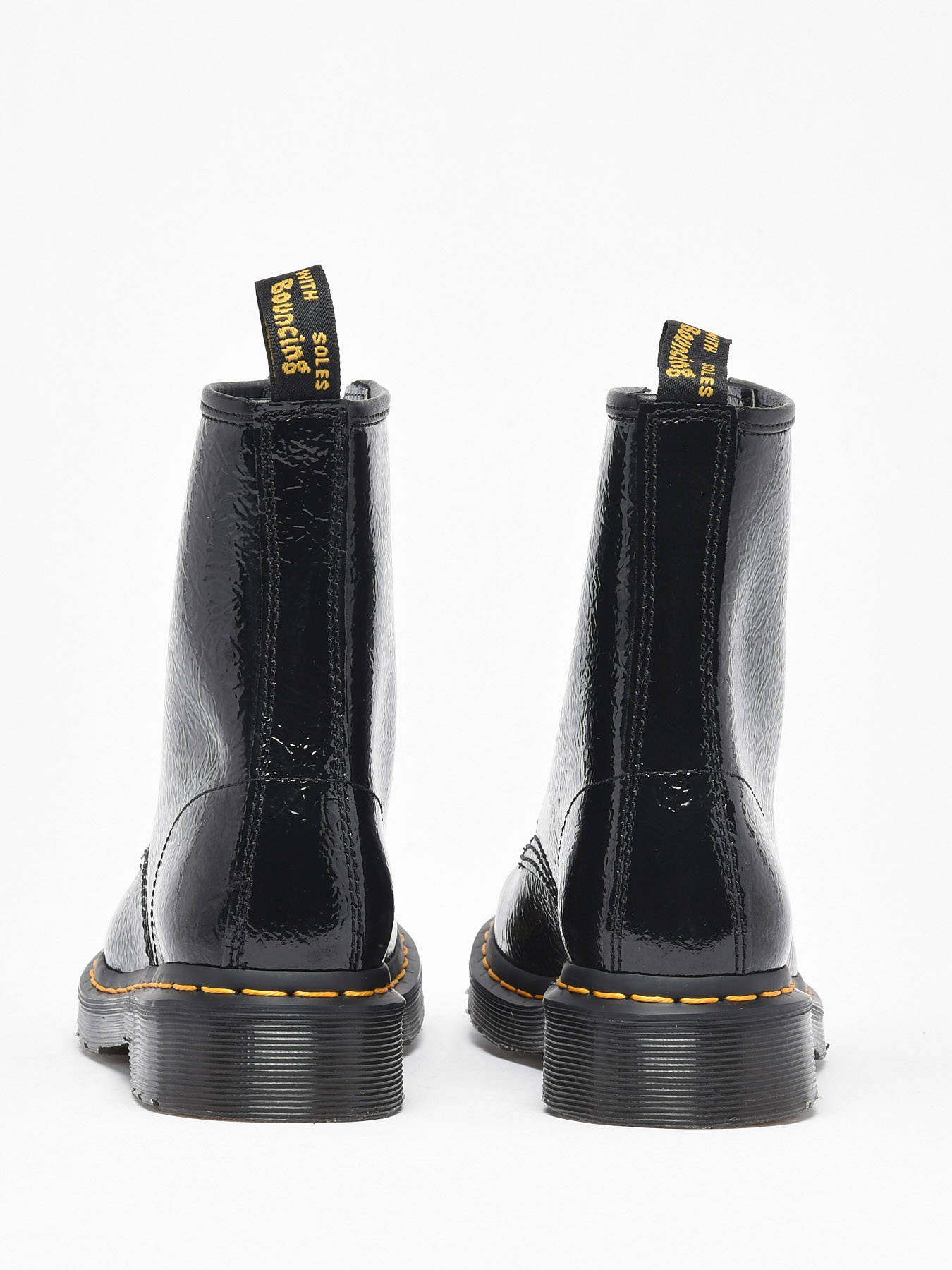 Bottines 1460 Black Distressed Patent en cuir DR MARTENS