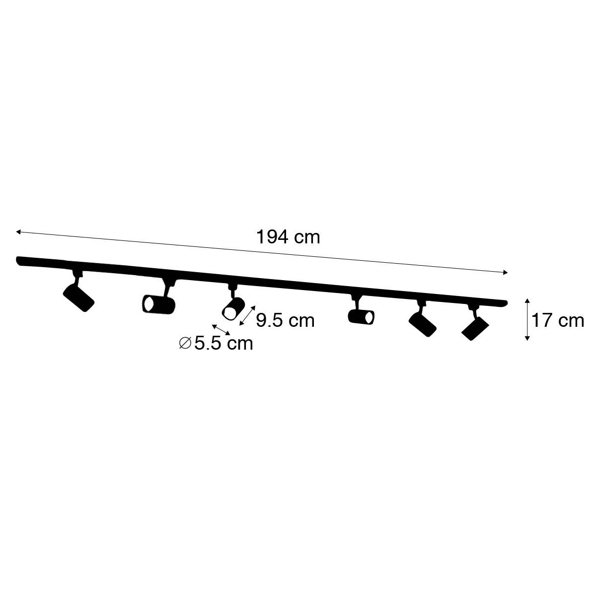 Modern railsysteem met 6 spots wit 1-fase 200cm - Iconic Jeana