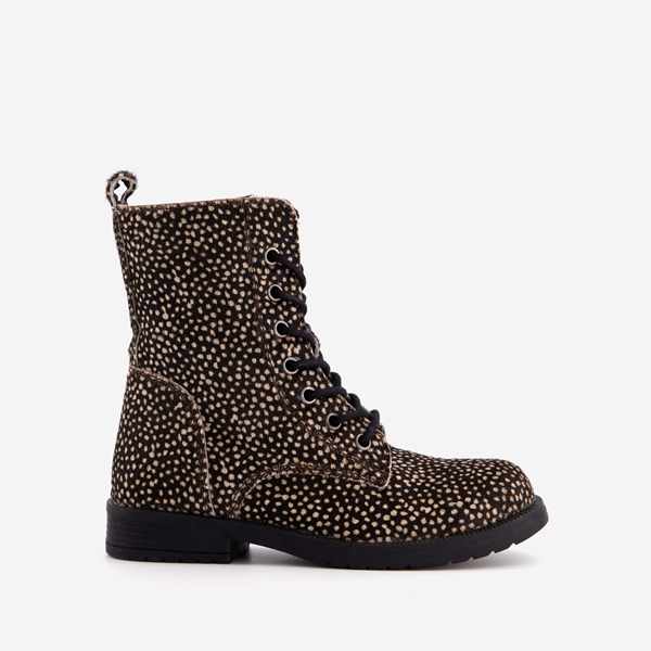 Groot leren meisjes veterboots met stippenprint