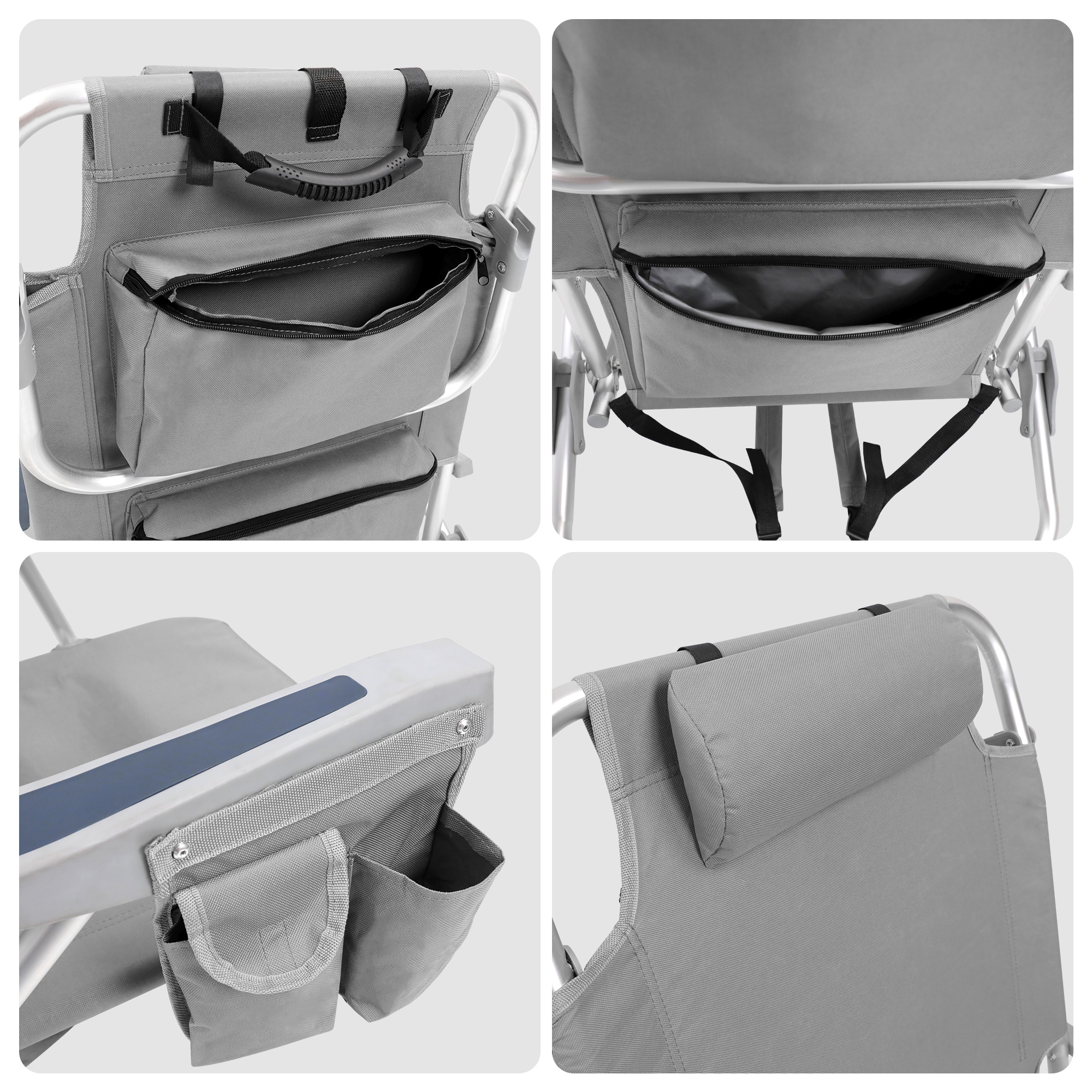 Strandstuhl klappbar 2er Set grau