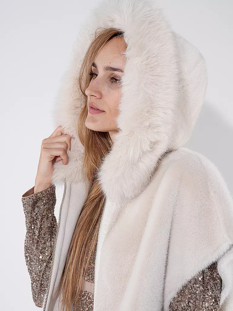 MARC CAIN Jacke in Felloptik  creme