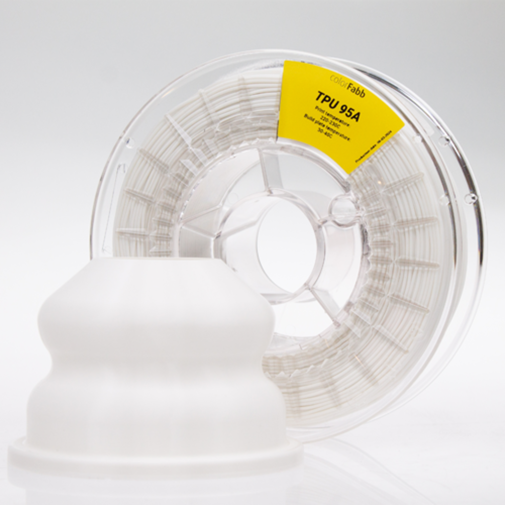 colorFabb  TPU 95A White, 1,75 mm / 700 g    Semiflexibles TPU Filament mit 95A Shore Härte