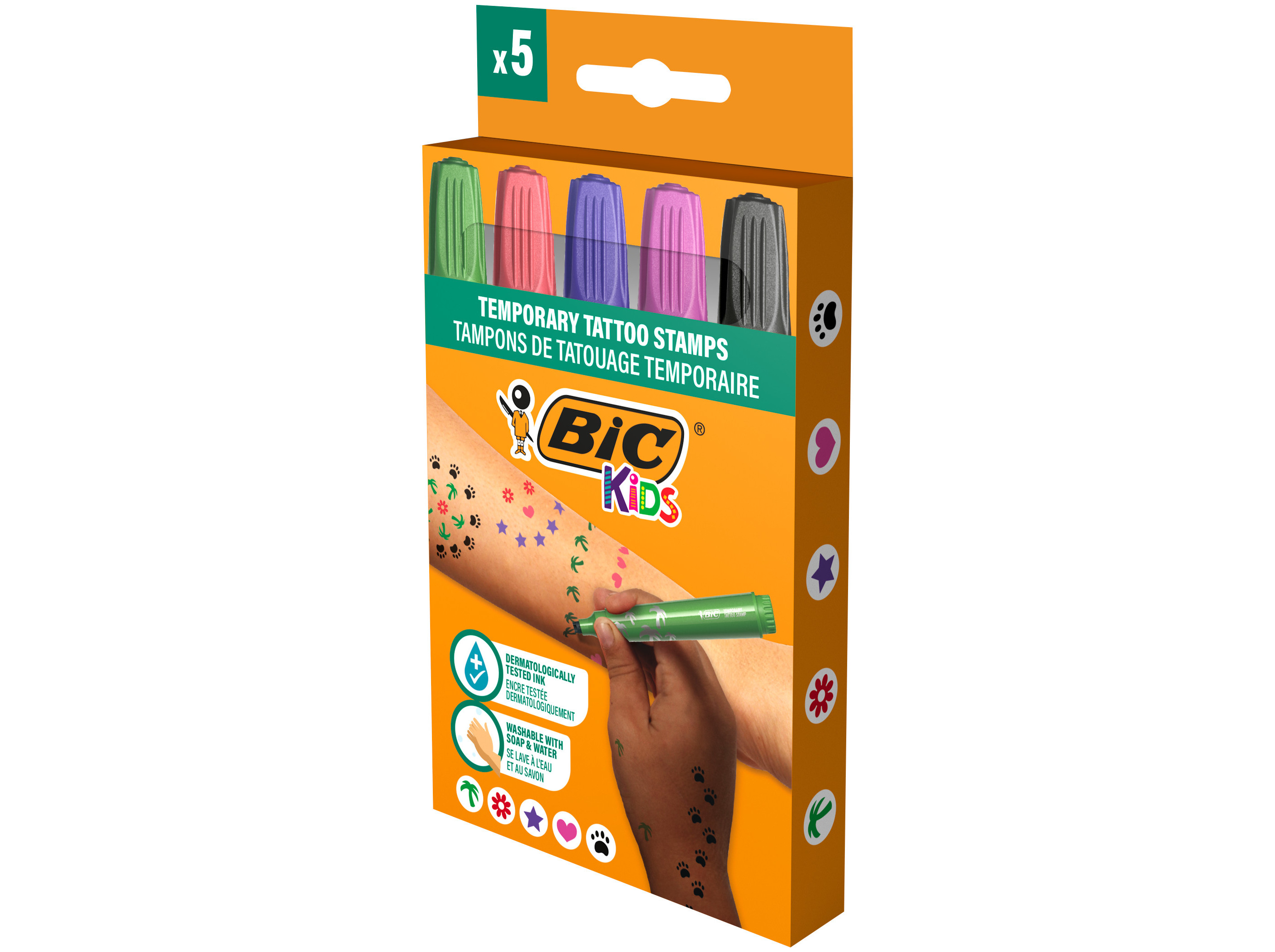 MARCADORES COLORIR BIC KIDS TATTOO 5 UNIDADES
