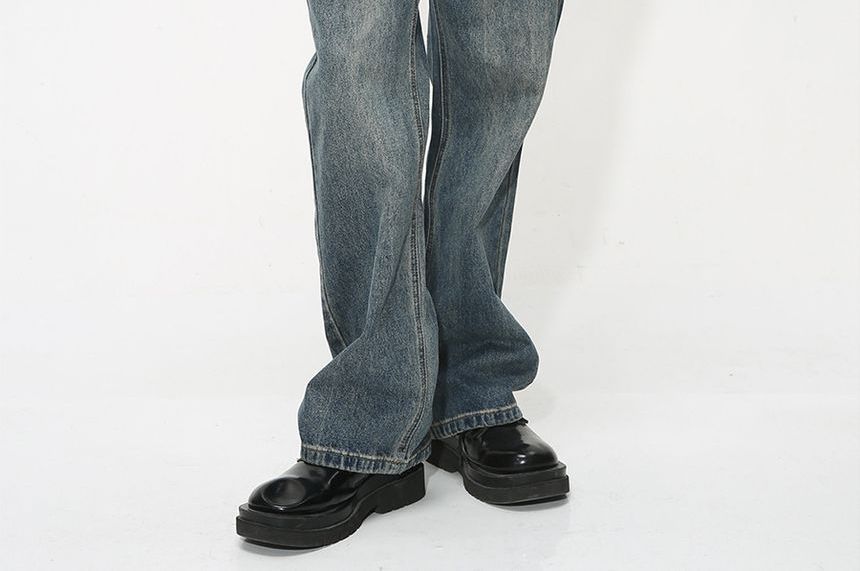 FAERIS - Low Rise Washed Flared Jeans