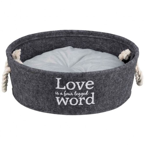 Cama redonda Lian para cães com alças, cinza