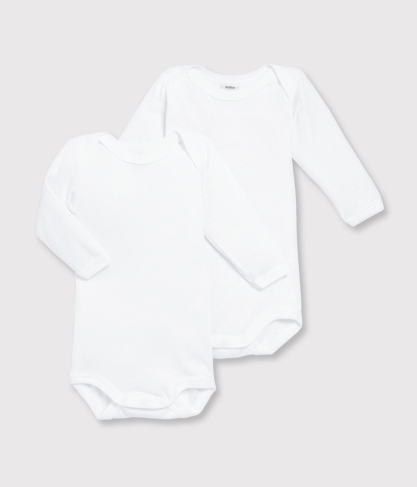 Lot de 2 bodies blancs manches longues bébé