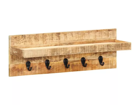 Porte-manteau mural 60x15x20 cm Bois de manguier brut solide
