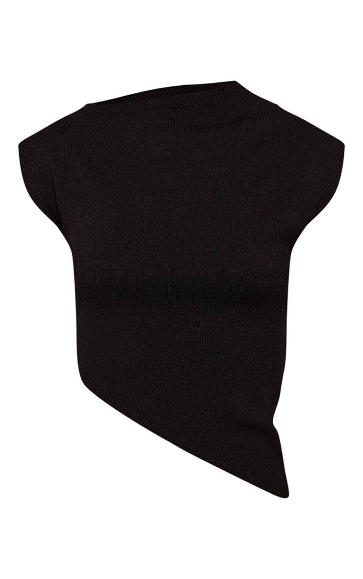 Noir Haut Tricoté Rayé Ample À Ourlet Asymétrique