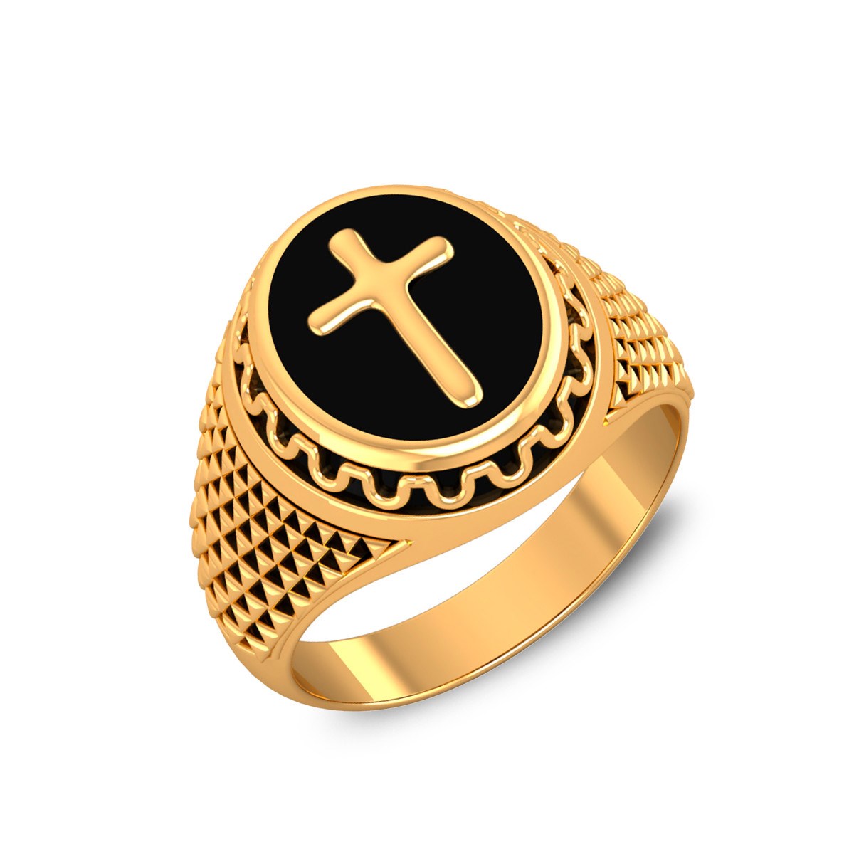 Bague Or Jaune Motif Croix 8grs - Idée Cadeau Anniversaire Unique