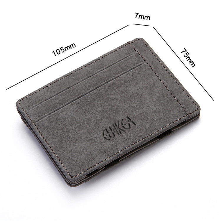 Mini Kreditkarten Leder Etui Magic Wallet Geldbörse mit 7 Fächern   Münzfach - Schwarz