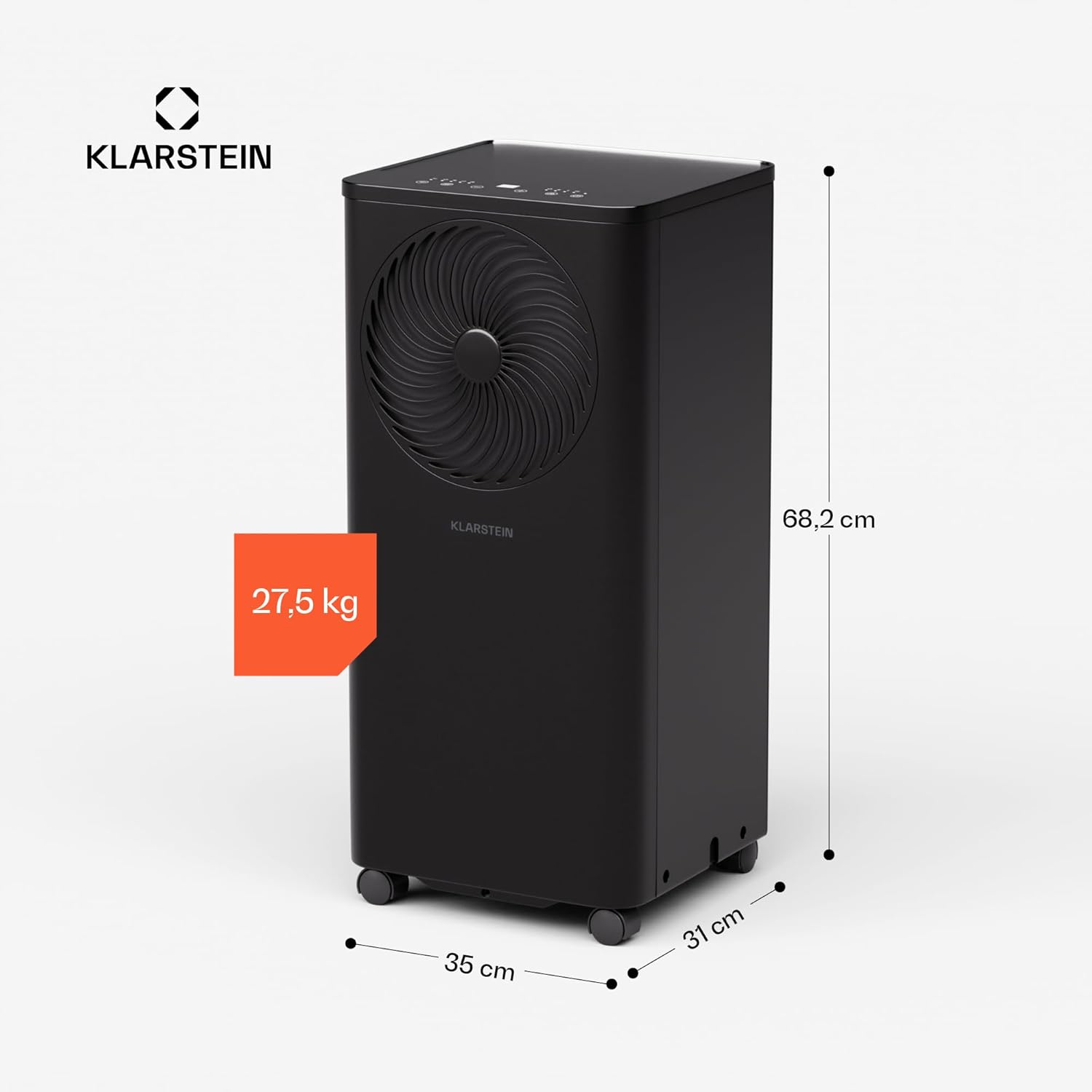 Klarstein Aero Ring Mobile Klimaanlage – 9000 BTU, 3-in-1: Kühlen, Entfeuchten & Ventilator, Smart App & Sprachsteuerung, Für Räume bis 31 m², Energieeffizienz A, R290, Leichtgängige Rollen, Schwarz
