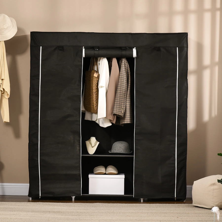 HOMCOM Stoffschrank mit Abdeckung schwarz