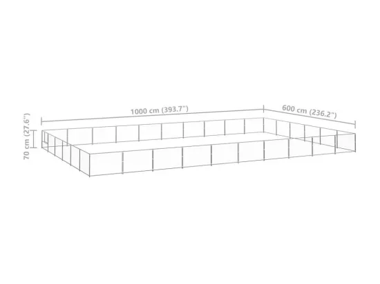 Chenil extérieur cage enclos argenté 1000 x 600 x 70 cm 02_0000294