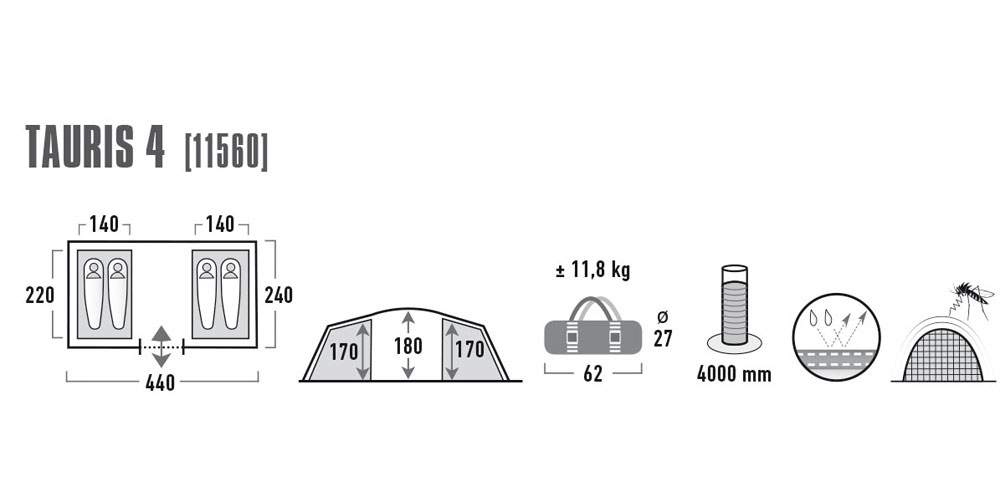High Peak Tauris 4 Tunnelzelt 4 Personen