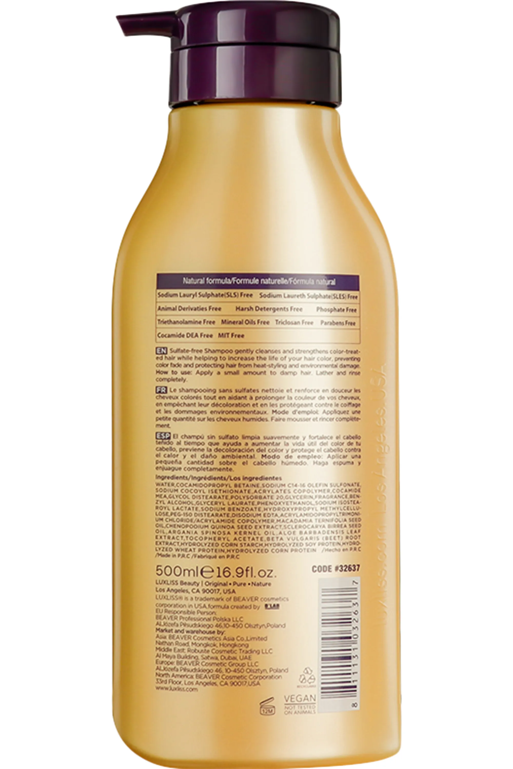 Luxliss Shampoing illuminateur à l’huile d’argan-500 ml