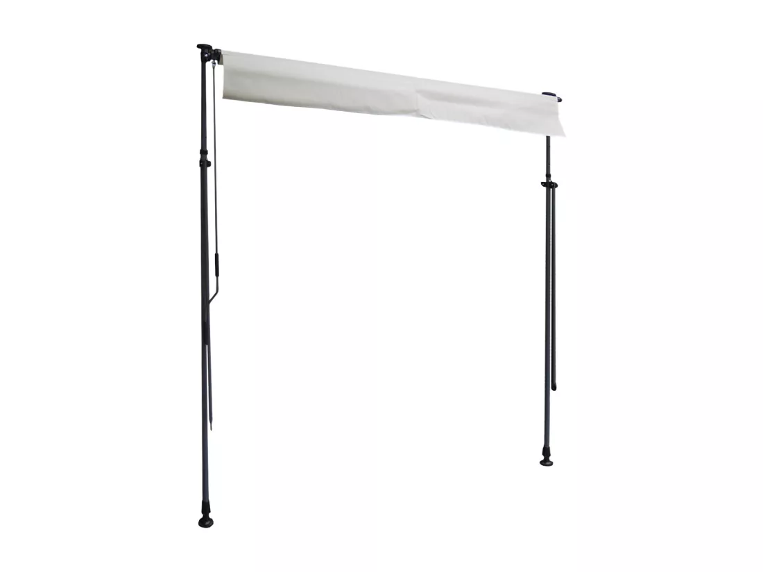 Store banne pour balcon CHENE 2 × 1,2m - Toile beige et structure grise - HAPPY GARDEN