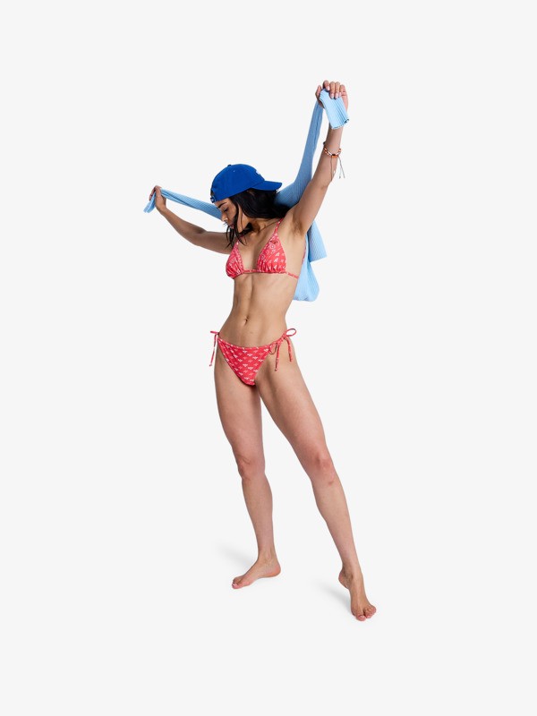 Beach Bandana TS Cheeky Bas de bikini à nouer sur les côtés Rouge Femme