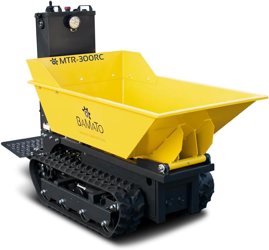BAMATO Mini Raupendumper MTR-300RC mit Fernsteuerung | 300kg Zuladung | Steuerbar komplett über Fernbedienung | Elektroantrieb | 750W Motorleistung | Hydraulisch Kippfunktion | Minidumper