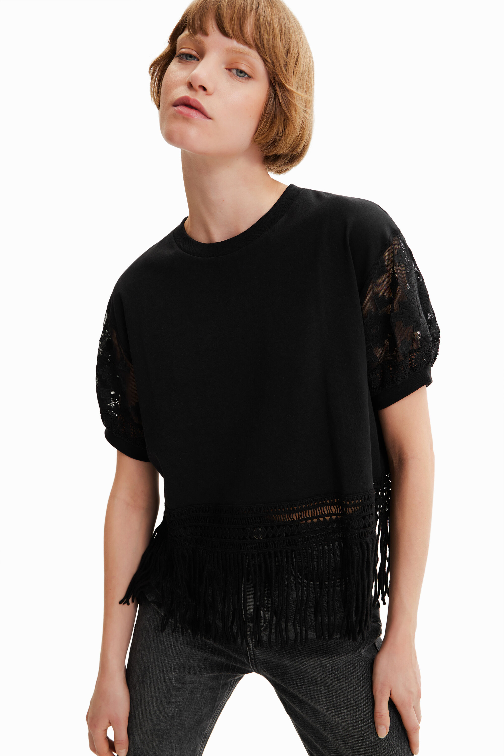 T-shirt oversize franges