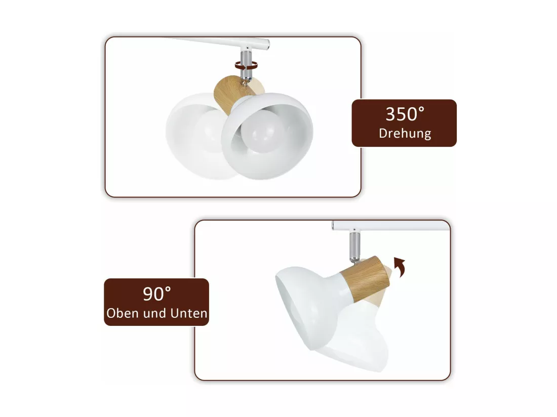 NETTLIFE Spot de plafond vintage E14 intérieur industriel abat-jour en fer orientable sans ampoule