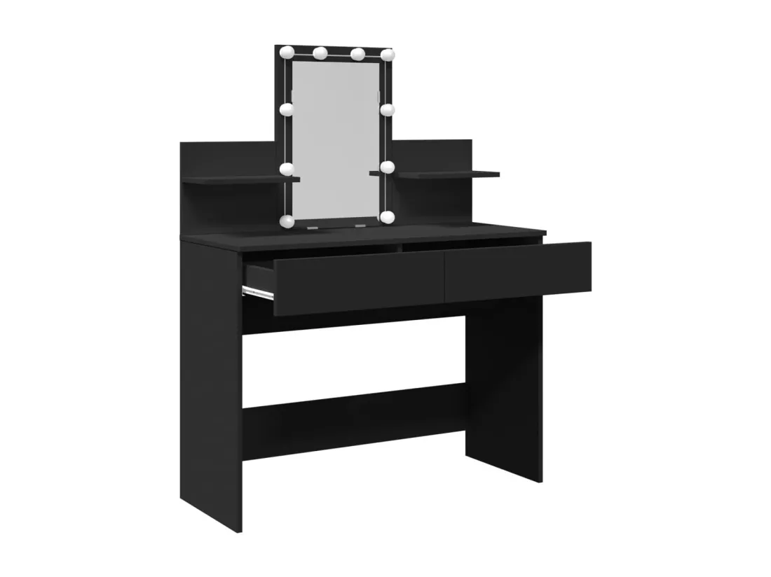 Coiffeuse avec LED noir 100x40x130 cm