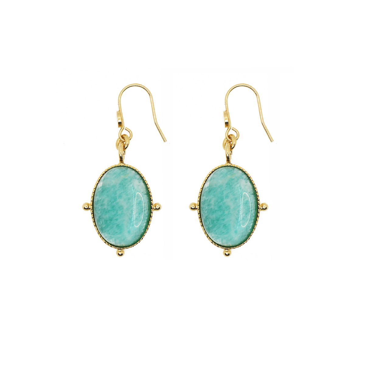 Boucles pierre amazonite dorées à l'or fin 24k NEW CALYPSO