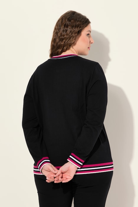 Loungewear-Jacke, Streifenbündchen, College-Look