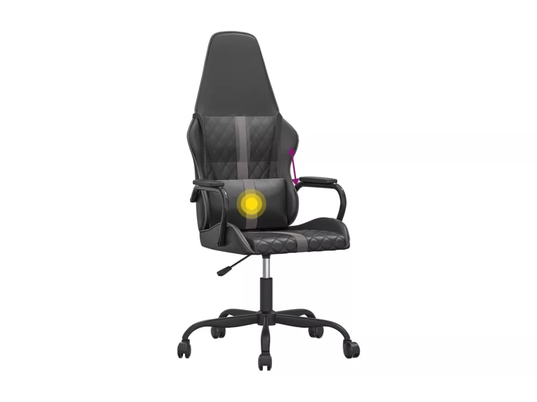 Chaise de jeu de massage gris et noir similicuir