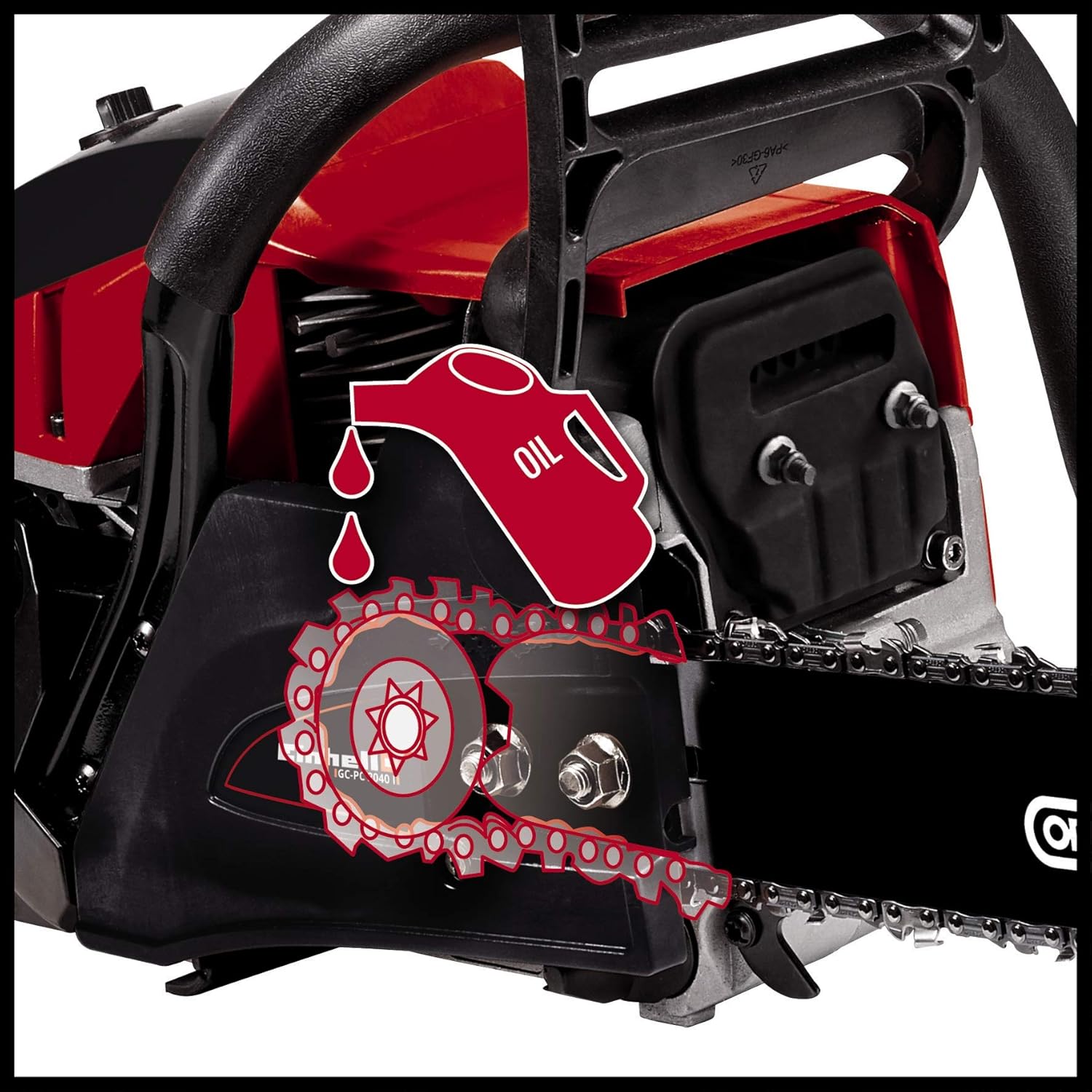 Einhell Benzin Kettensäge GC-PC 2040 I (2 KW, 40 Schwertlänge, 21 M/s Schnittgeschwindigkeit, Automatische Kettenschmierung, Inkl. Schwertschutz)