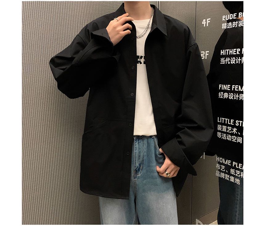 Whyessa - Oversized shirt met lange mouwen en applicatie van label
