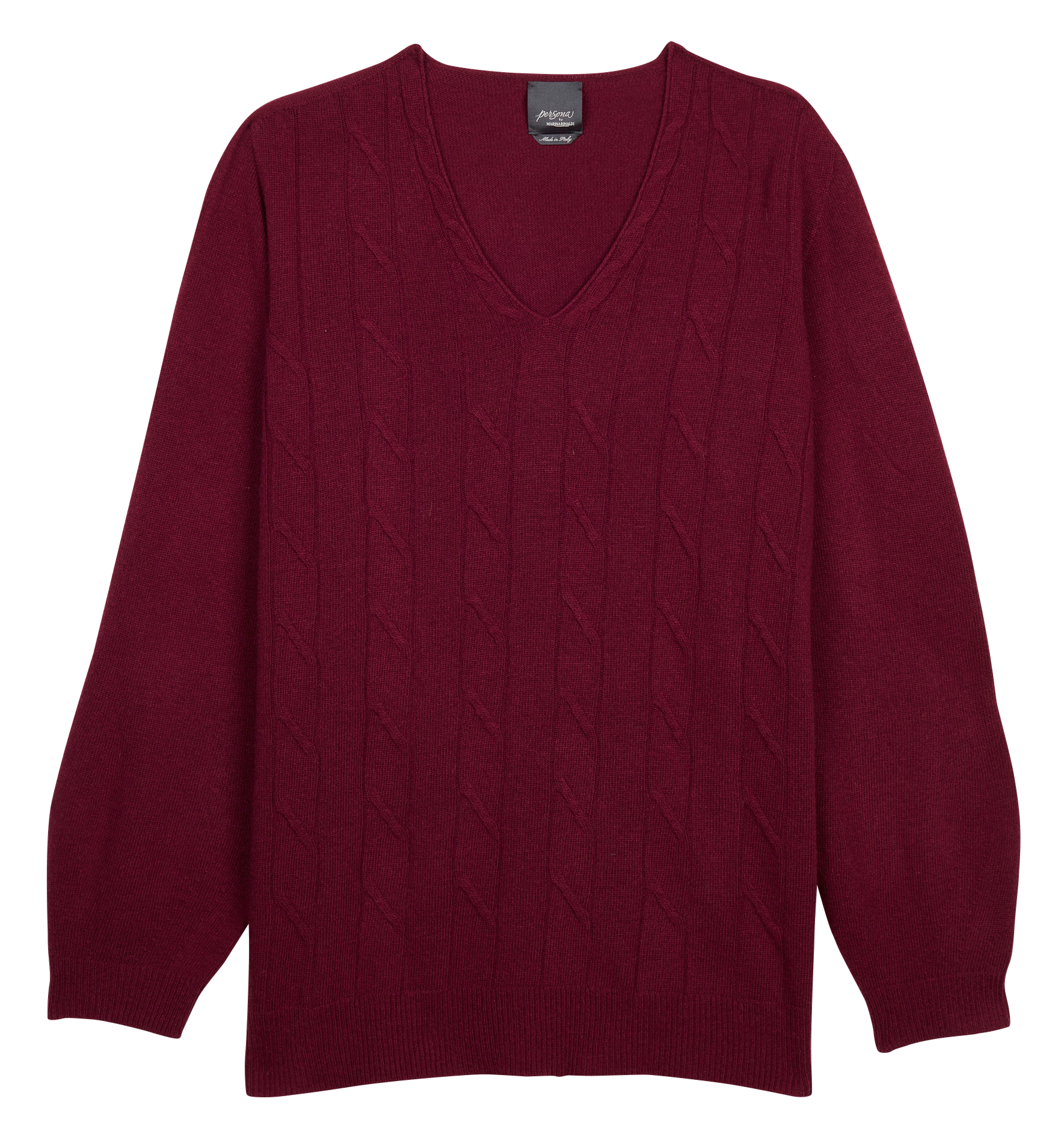 AMELIA - Pull col V en maille tressée| Rouge