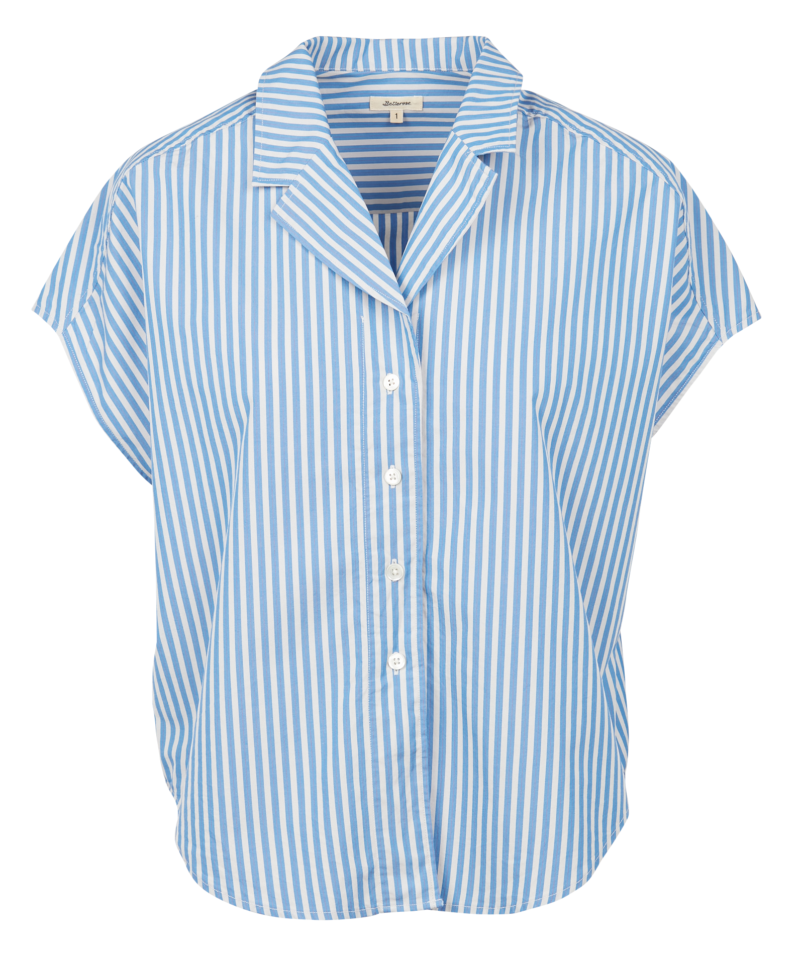GERDA - Chemise col tailleur rayée en coton| Bleu