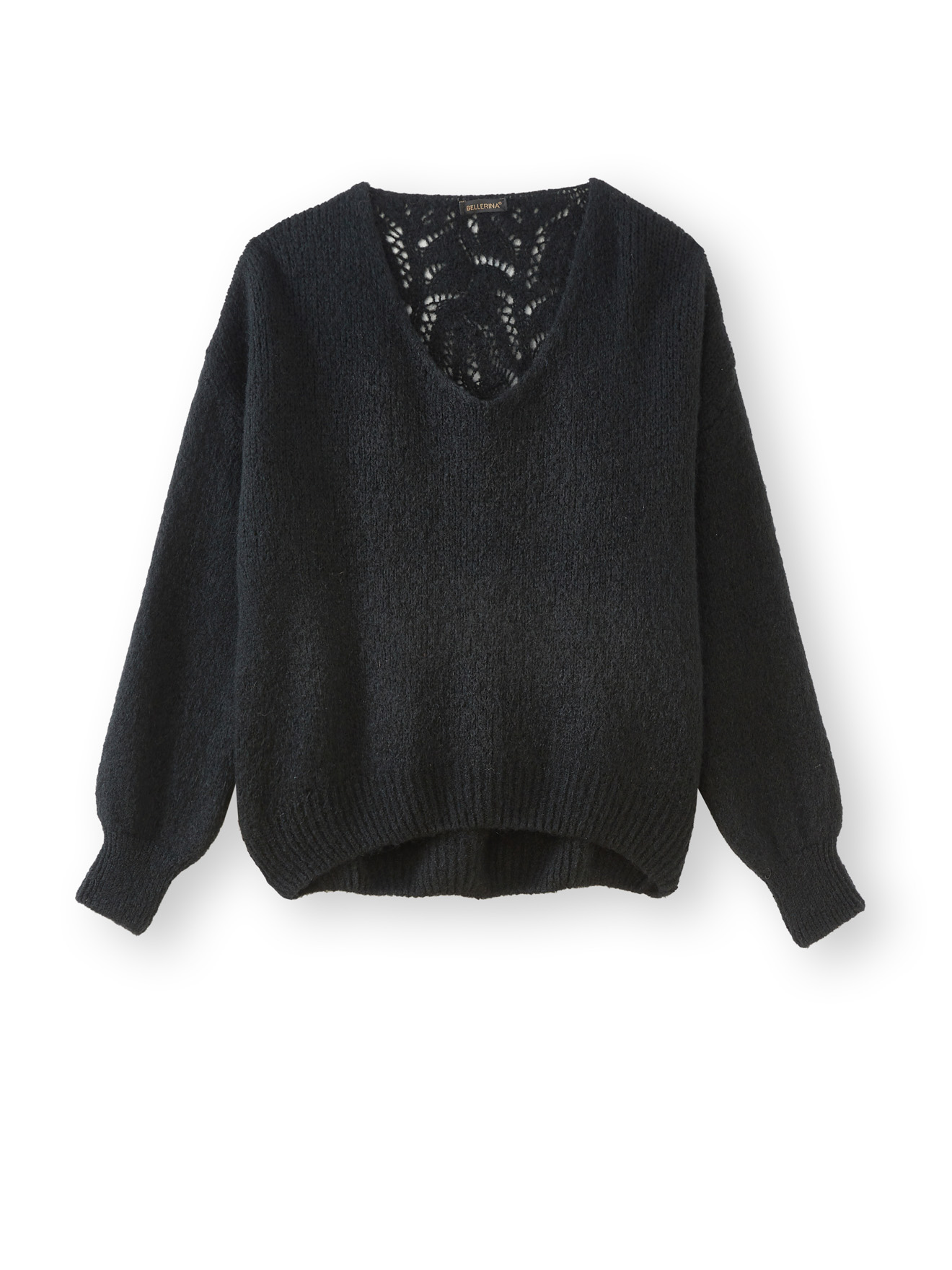 Pull col V avec mohair et laine