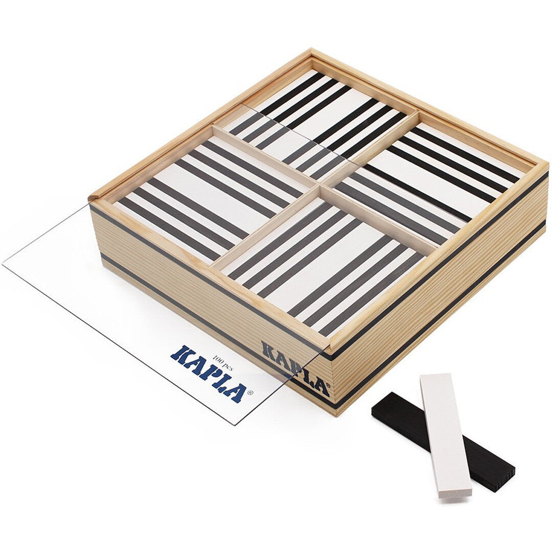 Kapla 100 stapelplankjes - zwart-wit