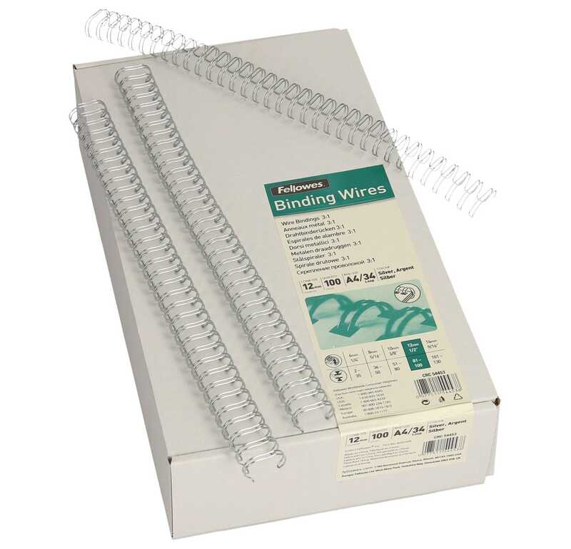 Fellowes Drahtbinderücken, A4, 12 mm, silber, 100 Stück