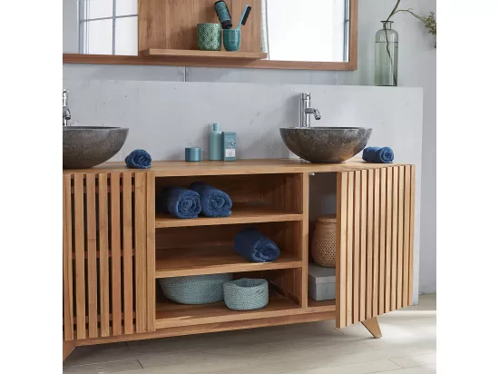 Meuble de salle de bain en teck massif 160 cm