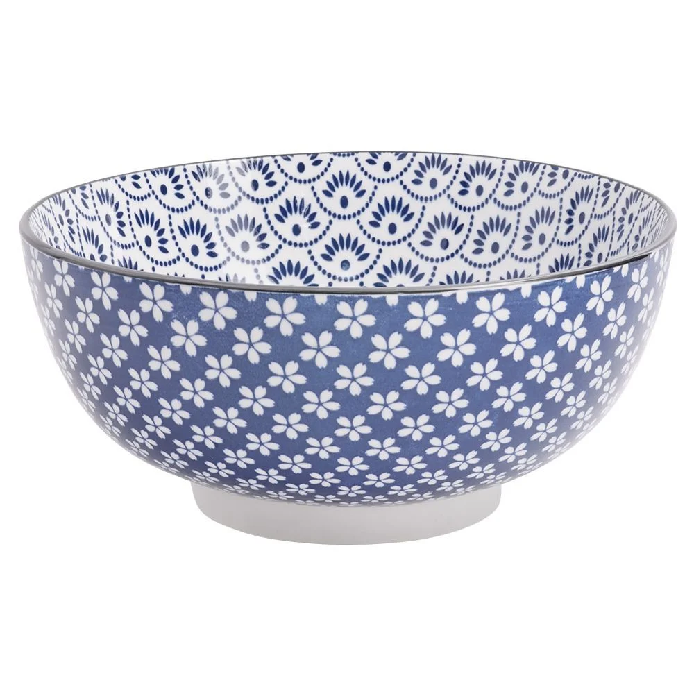 Assiette plate style japonais porcelaine bleu blanc