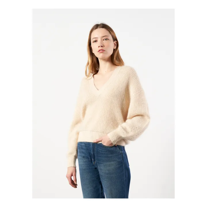 Bellerose Pull Usev Mohair et Coton Bio - Collection Femme  | Ecru