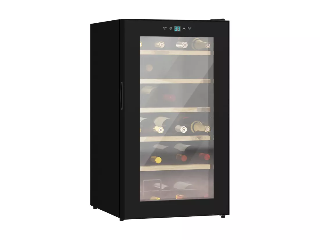 Cave à vin thermoélectrique 24 bouteilles panneau tactile écran LCD éclairage intérieur LED température réglable 5-20°C noir