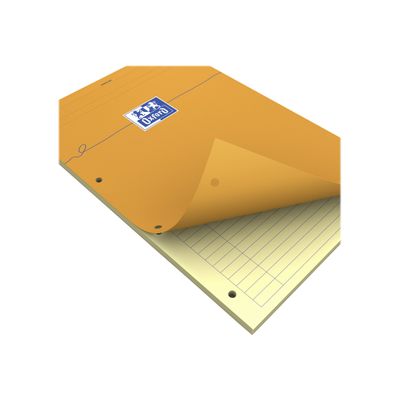 Oxford - Bloc notes - A4 + - 160 pages - ligné jaune - 80G - perforé - orange