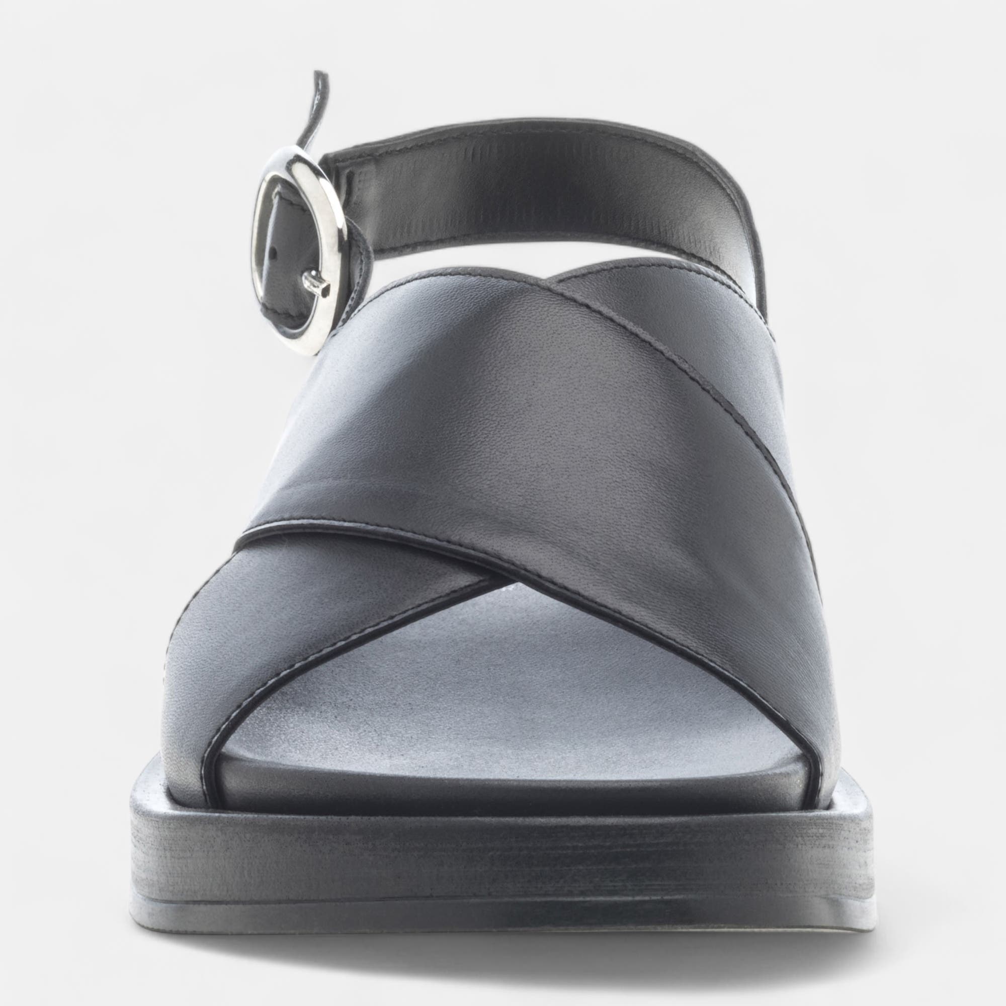 Sandales Femme en cuir noir
