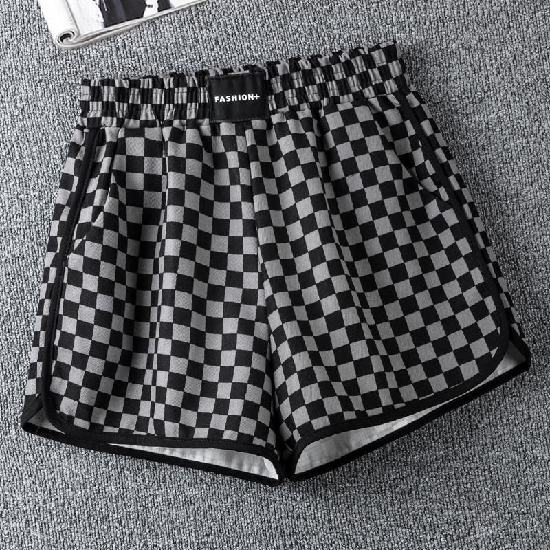 Dovitade - Geruite shorts met hoge taille en bies