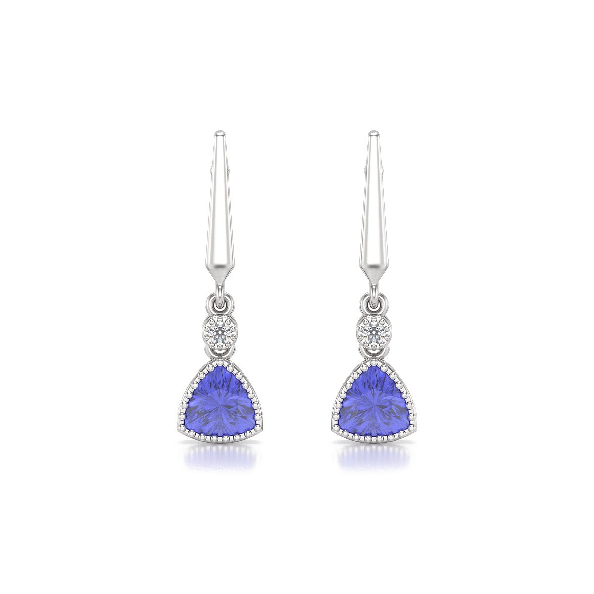 Boucles d'oreilles ADEN Or Blanc Tanzanite et Diamant 2.398grs