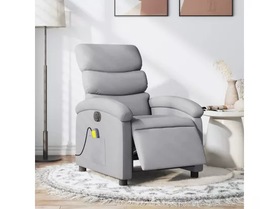 Fauteuil massant inclinable électrique gris clair tissu