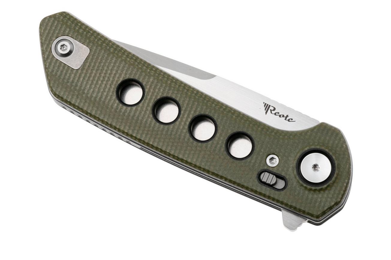 Reate PL-XF Stonewashed NItro-V, Green Micarta, zakmes