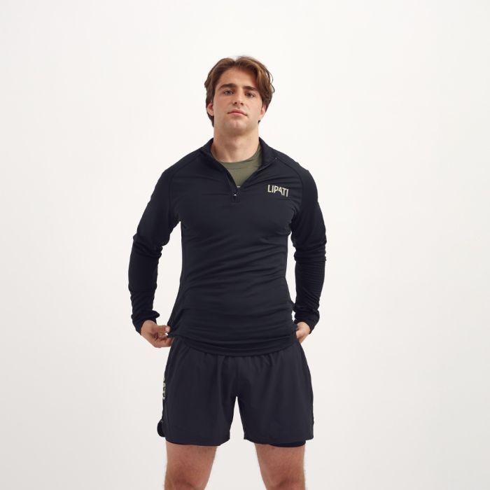 Lipati Herre Trøjer Moderate Half Zip Long Sleeve Sort