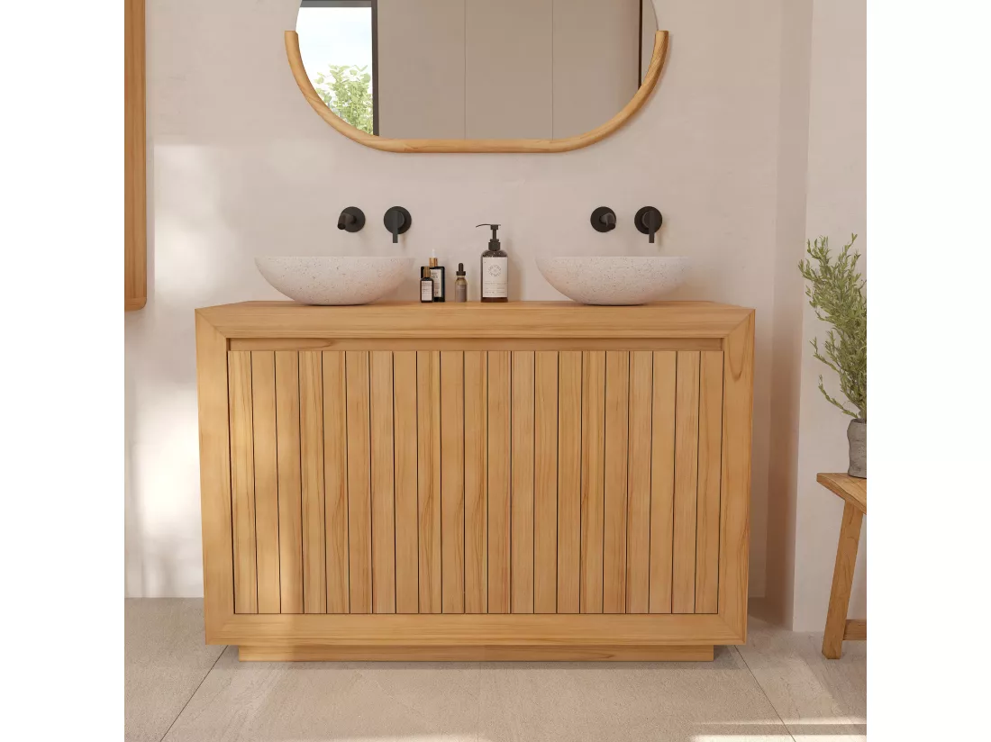 Meuble de salle de bain en bois de teck 120 cm - Pernelle